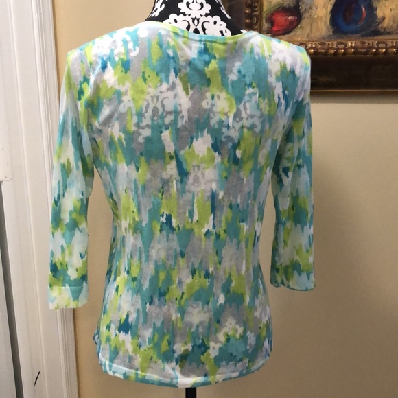 💚 Sharon Young abstract print Lightweight, Hook-eye top close, silky feel cardi - Picture 4 of 10